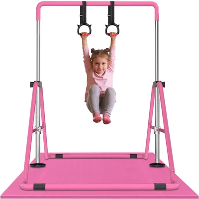 Immagine prodotto di Sbarra da ginnastica regolabile e pieghevole, con anelli e tappetini