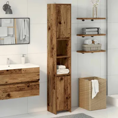 Produktbild von vidaXL Badschrank Altholz-Optik 30x30x183,5 cm Holzwerkstoff