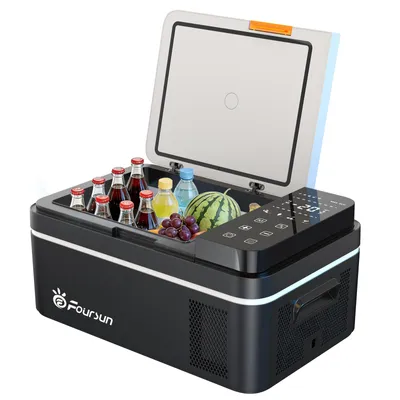 Produktbild von Foursun 21L Tragbare Auto-Kühlbox Gefrierbox, Mobiler Kühlschrank bis -20 °C, 12V/24V DC & 230V AC, Dual-Betrieb, Ideal für Camping, Reise, LKW & PKW