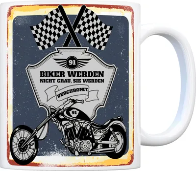 Produktbild von Motorradfahrer und Biker Kaffeebecher bzw. Tasse zum 91. Geburtstag