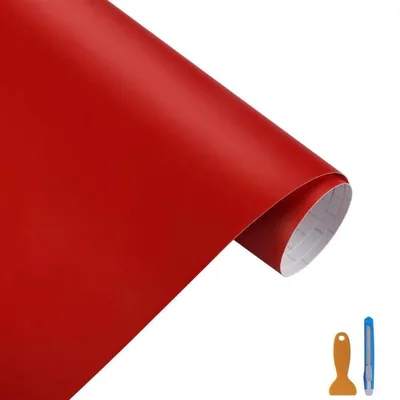 Obrázok produktu pre Samolepiaca fólia, matná červená, 30x300 cm, bezbublinová, odolná proti poškriabaniu, UV odolná, vrátane stierky