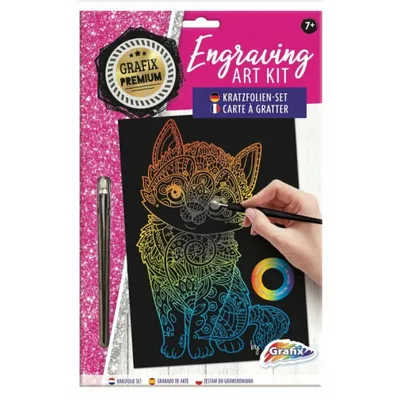 Produktbild von GRAFIX Regenbogen Kratzbild Katze