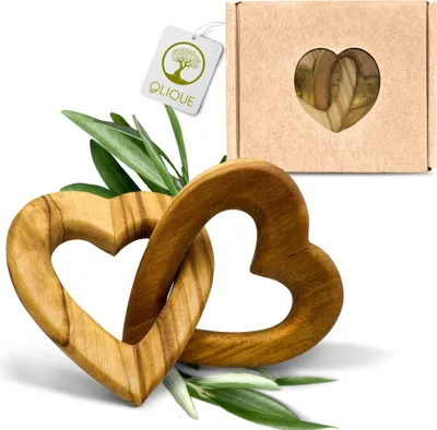 Produktbild von Verbundenes Herz aus Olivenholz – Symbol der Liebe und Verbundenheit (6cm)