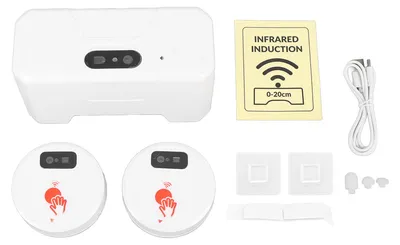 Zdjęcie produktu dla Zestaw czujników do spłukiwania toalety, elektryczny, z 2 czujnikami, o pojemności 1800 mAh, z automatycznym, bezdotykowym spłukiwaniem zewnętrznym