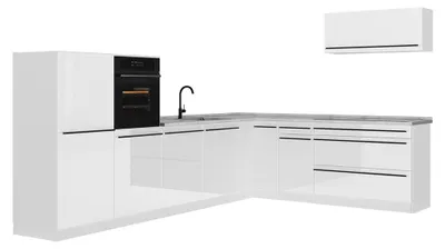 Imagen del producto de Cocina esquinera Vicco R-Line Blanco alto brillo/Blanco 327 x cm encimera Mármol, Model 66819