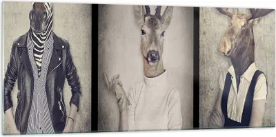Produktbild von Bilder auf glas - Tier Abstraktion - 120x50cm - Glasbilder - Wandbilder - Kunstdruck - zum Aufhängen bereit - Wanddekoration aus Glas - Glas Bilder - Wandbild auf Glas - Einteilig - GAB120x50-3870