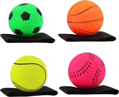 Image de Jeu de balles avec cordelette - diamètre de 6 cm, lot de 4 pièces - jouet pour enfants et adultes, idéal pour les activités de football, de basketball et de softball
