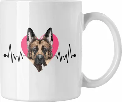 Produktbild von Trendation - Schäferhund Besitzer Tasse Geschenk Lustiger Spruch Geschenkidee Herzschlag Schäferhund (Weiß)