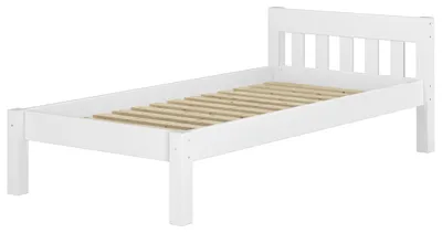 Produktbild von Modernes Einzelbett Massivholz Kiefer weiß 90x200 Futonbett Jugend Zubehör wählbar V-60.38-09WRollrost inkl.