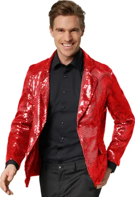 Produktbild von Pailletten-Jackett Herren - rot, L