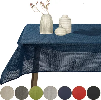 Produktbild von Gartentischdecke Schaum Rund Oval Eckig Tischdecke Schaumtischdecke abwischbar Garten Tischtuch wasserfest Navyblau 160cm Rund