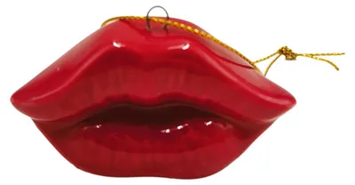Productafbeelding van Kerstornament - Lippen - Keramiek - Rood - 6,5 x 2 x 4 cm