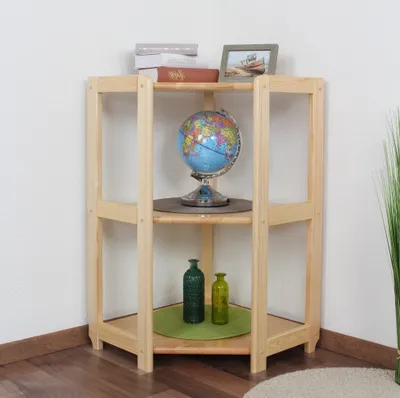 Produktbild von Regal, Küchenregal, Wohnzimmerregal, Bücherregal - 74 cm breit, Kiefer Holz-Massiv, Farbe: Natur