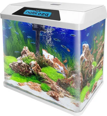 Produktbild von Nobleza 30L Aquarium Fischtank Nano Glas Wassermann Set mit Licht und Filter System Weiß