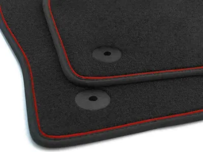 Produktbild von NEU Fußmatte Seat Ibiza 5 6F KJ Autoteppich Premium Tuning Zierband Rot 2-teilig