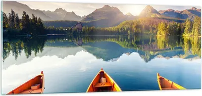 Produktbild von Bilder auf glas - See Natur - 100x40cm - Glasbilder - Wandbilder - Bilder - Kunstdruck - zum Aufhängen bereit - Wanddekoration aus Glas - Glas Bilder - Wandbild auf Glas - Einteilig - GAB100x40-3579
