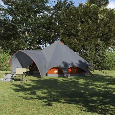 Produktbild von "Schlussverkauf" Teepee zelt 1 PC - Campingzelte UV-beständige - mit Dach - Grau und Orange 600x600x347 cm C15390