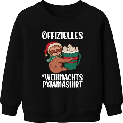 Produktbild von Offizielles Weihnachts-Pyjama Faultier - Weihnachten Kinder Sweatshirt Pullover, Schwarz, 116