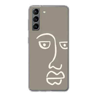 Produktbild von MuchoWow® Handyhülle Schutzhülle Hülle für Samsung Galaxy S21 Gesicht - Abstrakt - Strichzeichnung Silikon Softcase Handy Hülle - Softcase
