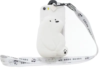 Produktbild von Für Iphone 5 / 5S SE Cartoon Hanging Lanyard + Fall Resistant TPU Full Protective Handyhülle mit Münztasche 6 weißer großer Bär