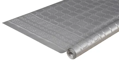 Tischdecken auf Rolle, 12 Stück, Damastpapier, 6 m x 1,18 m, Silber