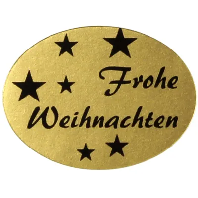 Produktbild von 2000 Etiketten Aufkleber Frohe Weihnachten 25 x 18 mm Haftpapier auf Rolle