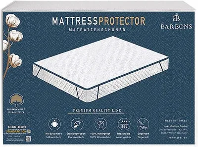 Zdjęcie produktu dla BARBONS, ochraniacz na materac, 180x200 cm - pokrowiec na materac, wykonany z bawełny