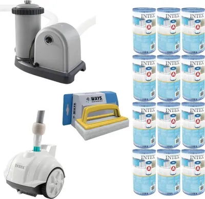 Obrázek produktu pro WAYS - Péče o bazény - Bazénový vysavač ZX50 & filtrační čerpadlo 5678 L/u & 12 filtrů typu A & kartáč WAYS na čištění bazénů