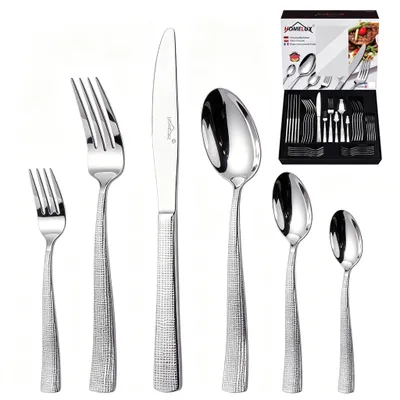 Produktbild von Besteck Set 12 Personen,72-tlg Edelstahl Besteckset,Cutlery Set mit Messer Gabel Löffel,6-tlg Essbesteck HL-G1111