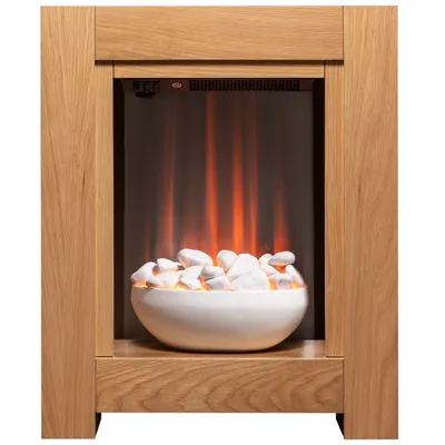Obrázek produktu pro Krbová souprava Adam Monet v dubovém provedení s elektrickým krbem, rozměry 73 cm x 60 cm x 20 cm, LED plamen, tepelný výkon 1 - 2kW