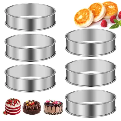 6 runde Edelstahl-Backringe 8,5 cm für Pfannkuchen & Muffins