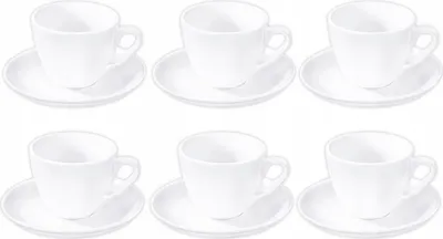 Zdjęcie produktu dla Filiżanki Wilmax 110 ml, biała porcelana z spodkami, zestaw 6 sztuk WL-993174/AB6