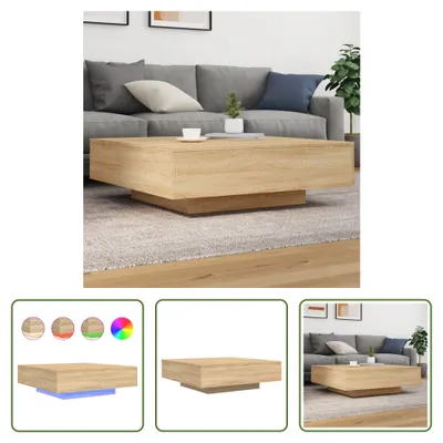 Obrázek produktu pro The Living Store Konferenční stolek s LED světly Sonoma dub 100x100x31 cm