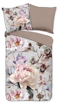 Productafbeelding van Descanso Dekbedovertrek "bloemen" - Grijs - (135x200 cm) - Katoen Satijn