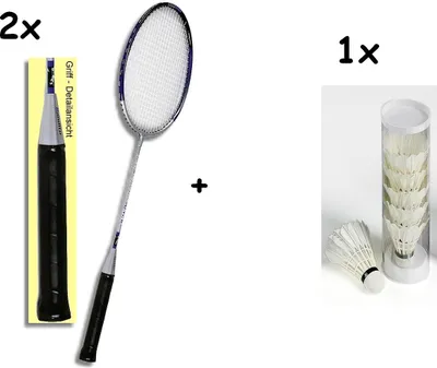 Immagine prodotto di SET 2x racchetta da badminton, racchetta da badminton "Master" + 6x volano da badminton "Profi"