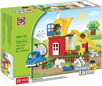 Produktbild von Große Klemmbausteine Bauernhof mit Tieren und Figuren, 50 Teile