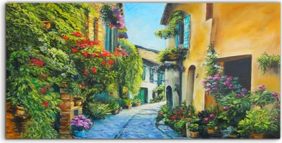 Produktbild von Coloray Acrylbild 140x70  Wandbild Acrylbilder Blumen Straße in der Stadt Italien