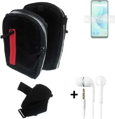 Produktbild von K-S-Trade Outdoor Gürteltasche Holster Umhängetasche + Kopfhörer kompatibel mit Wiko T10 schwarz Handy Tasche Case travelbag Schutzhülle
