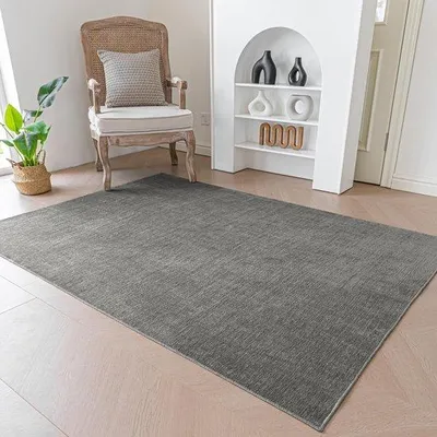 Immagine prodotto di Tappeto antiscivolo in chenille lavabile, con base in TPR antiscivolo, color grigio scuro, dimensioni 60x90 cm – ideale per soggiorno, cameretta, cucina e sala da pranzo