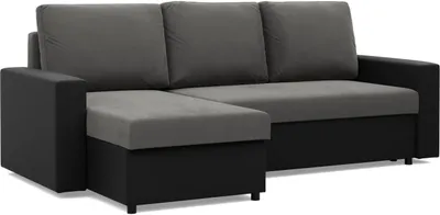 Produktbild von Ecksofa mit Schlaffunktion LUNA, Universelle Seite, Dunkelgrau + Schwarz