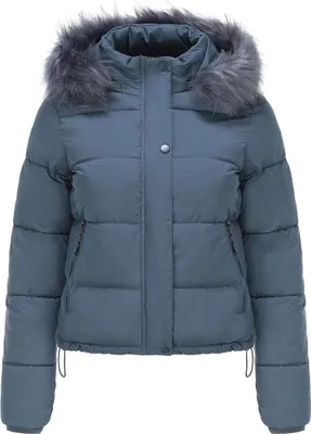 Produktbild von ASKSA Damen Daunenjacke Kurz Wintermantel Langarm Warm Gesteppte Outdoor Winterjacke, Graublau, L