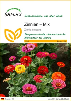 Produktbild von SAFLAX - Zinnien – Mix - Zinnia elegans - 50 Samen