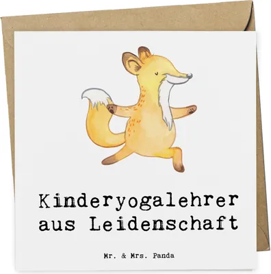 Produktbild von Mr. & Mrs. Panda Grußkarte Kinderyogalehrer Leidenschaft - Weiß - Geschenk, anlasskarte, Glückwunschkarte, faltkarte, doppelkarte, Klappkarte