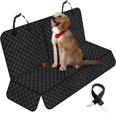 Produktbild von Hundedecke für die Rückbank im Auto, wasserdicht und kratzfest, mit elastischem Hundesitzgurt, 135x118cm, universell einsetzbar für PKWs, SUVs und LKWs