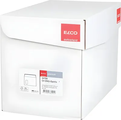 Productafbeelding van Elco 34799 Briefomslag Office Box met deksel - C4, wit, zelfklevend, met venster, 120 g/m², 250 stuks