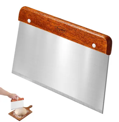 Produktbild von Teigschaber aus Edelstahl, 20 cm, Teigschneider mit Holzgriff