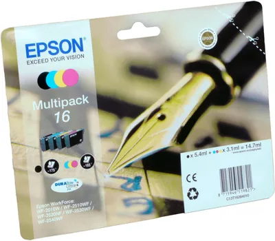 Produktbild von Epson Pen and crossword Singlepack Black 16 DURABrite Ultra Ink, Standardertrag, Schwarz, Tinte auf Pigmentbasis, 5,4 ml, 1 Stück(e), 175 Seiten