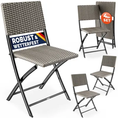 Produktbild von CASARIA® Polyrattan Klappstuhl 4er Set Creme