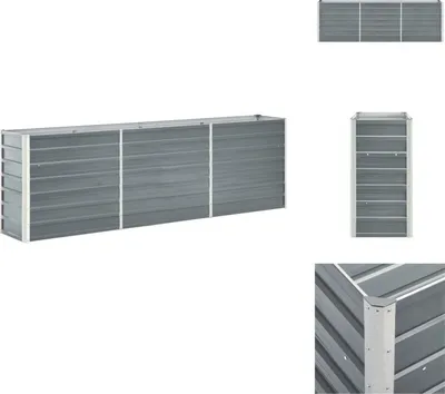 Immagine prodotto di vidaXL Letto da giardino rialzato in acciaio zincato 240×40×77 cm Grigio - Vasi da fiori e fioriere