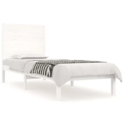 Image de vidaXL Lit en bois massif blanc 75x190 cm